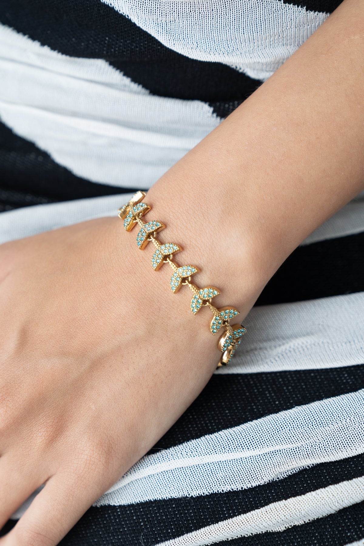 Gold Butterfly Bracelet by MHAARO, Turquoise Pave Bracelet, Dainty Layering Bracelet, Minimalist