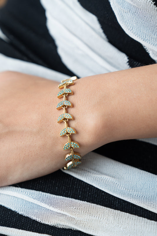 Gold Butterfly Bracelet by MHAARO, Turquoise Pave Bracelet, Dainty Layering Bracelet, Minimalist