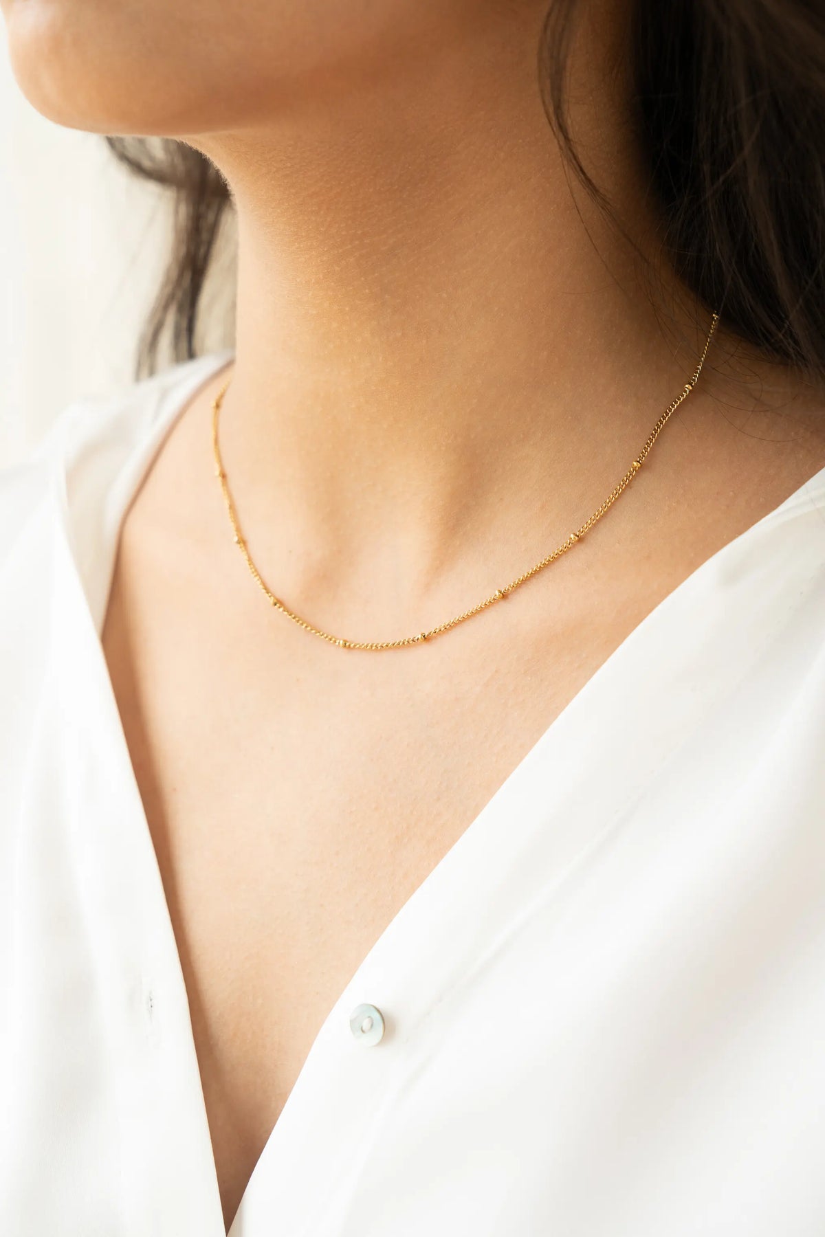 Beaded Gold Chain Necklace