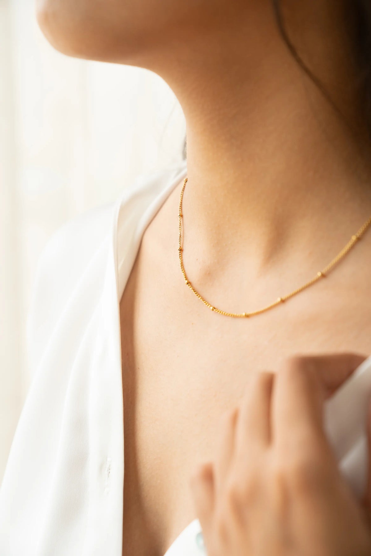 Beaded Gold Chain Necklace