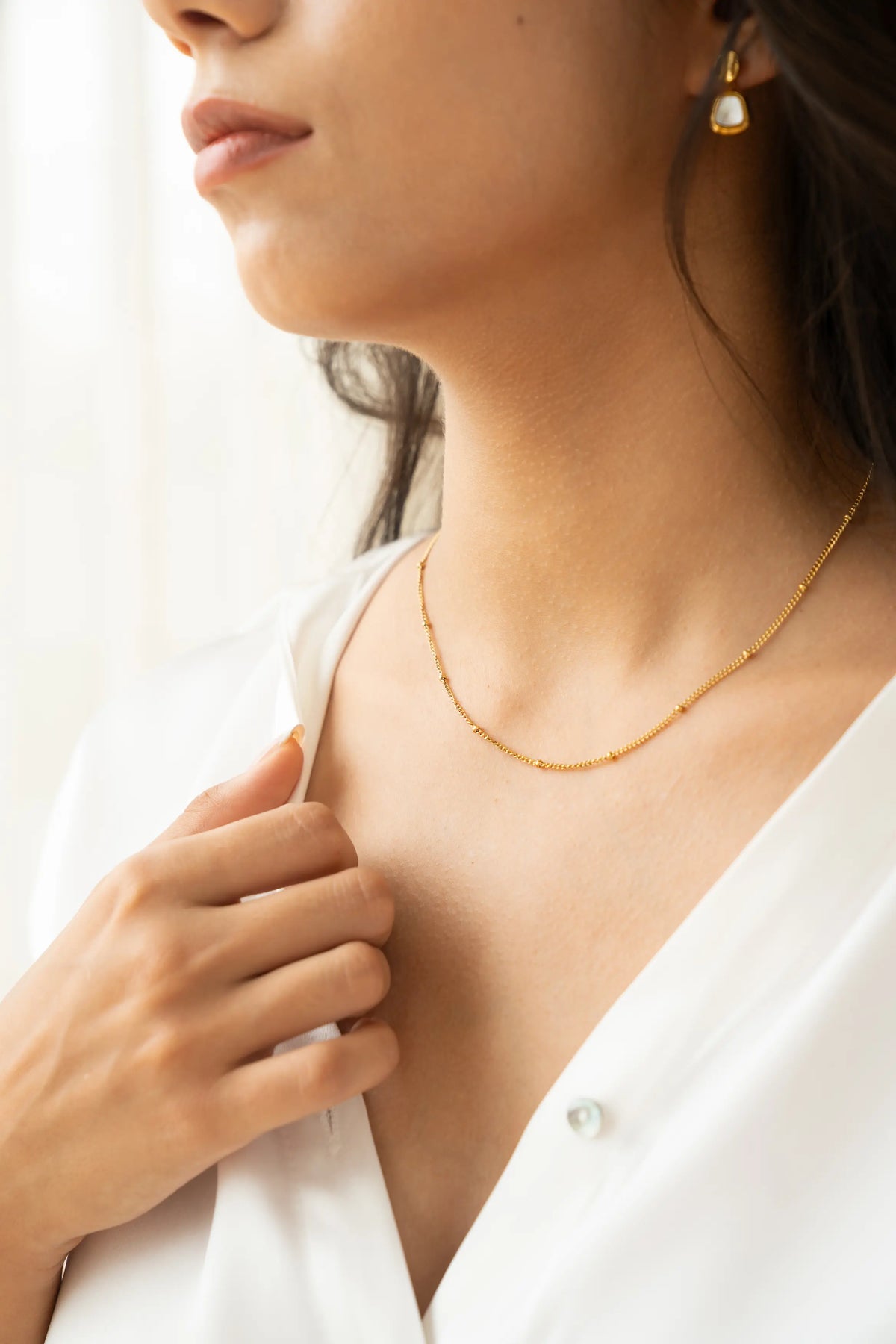 Beaded Gold Chain Necklace