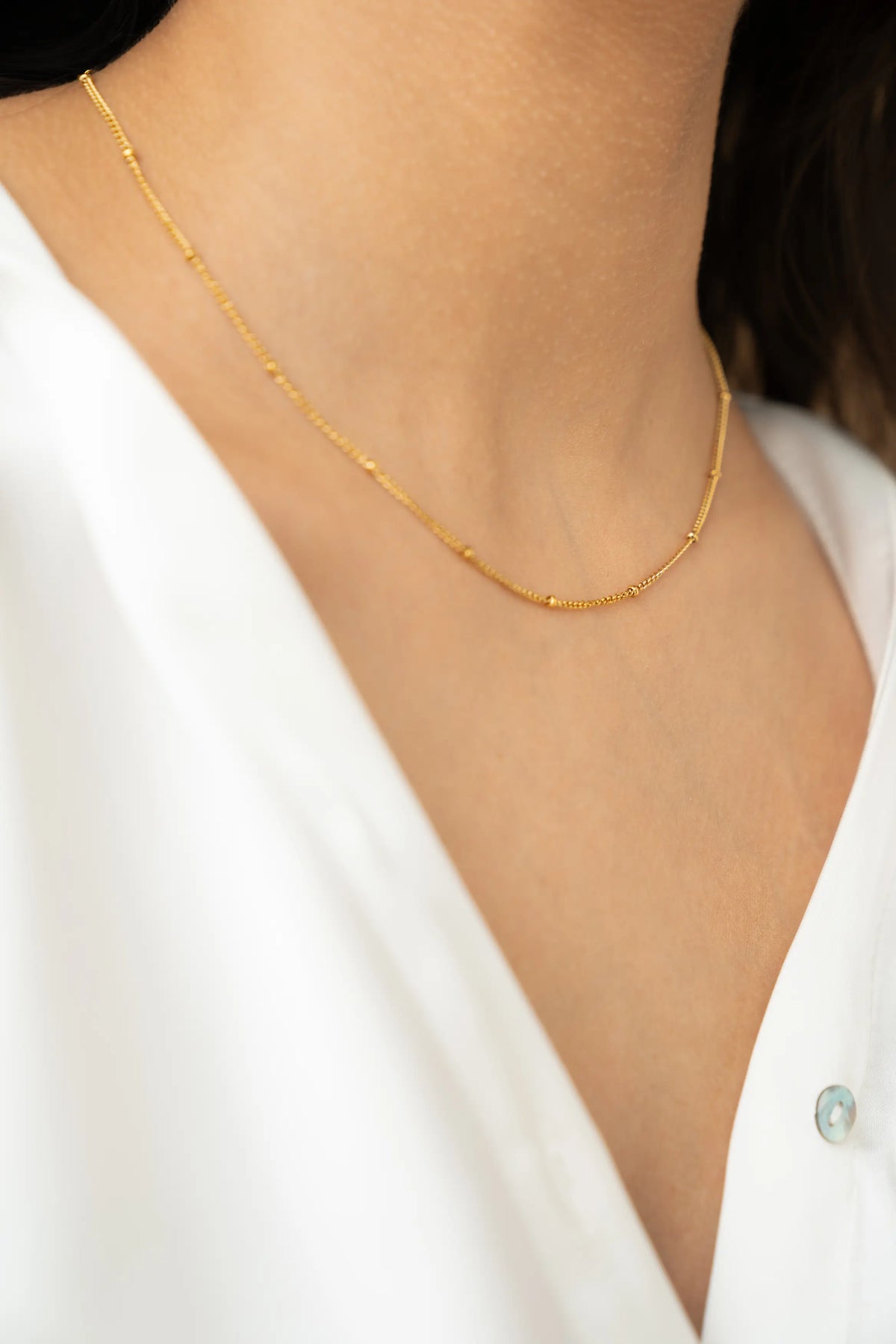Beaded Gold Chain Necklace