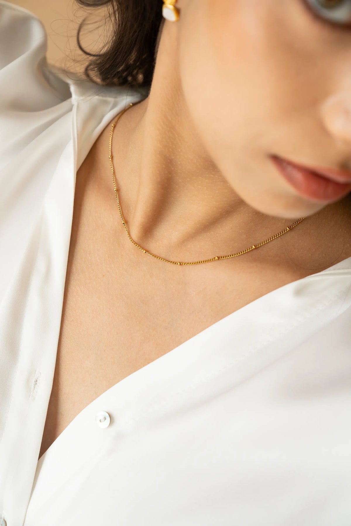 Beaded Gold Chain Necklace