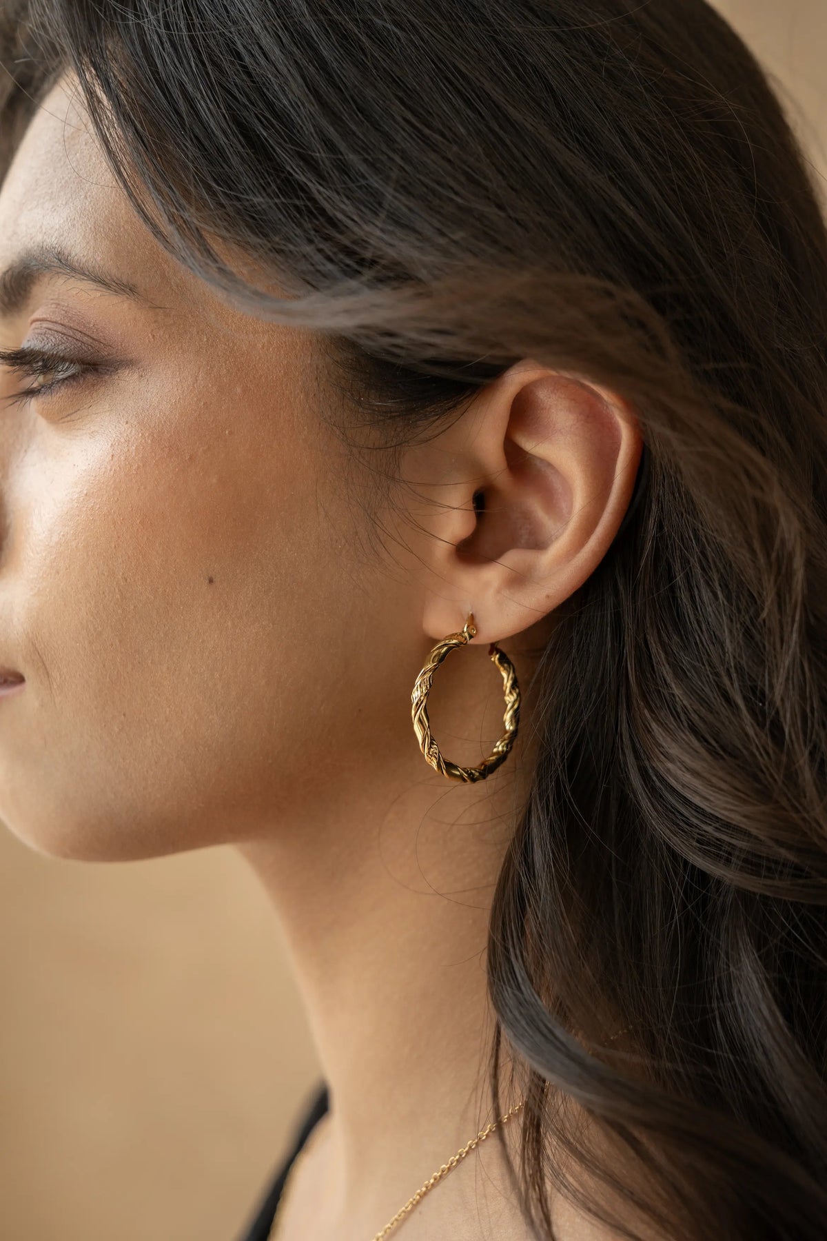Twisted Gold Hoop Earrings