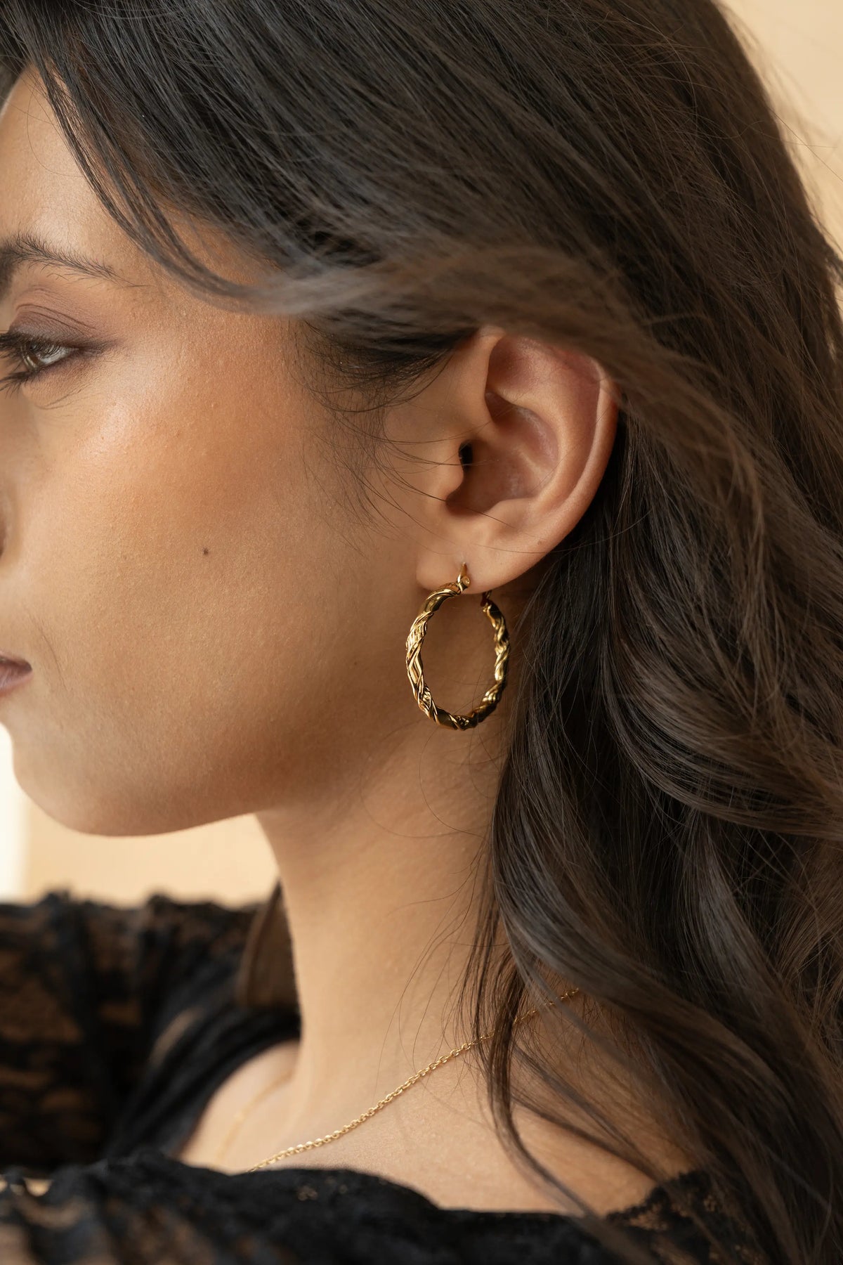 Twisted Gold Hoop Earrings