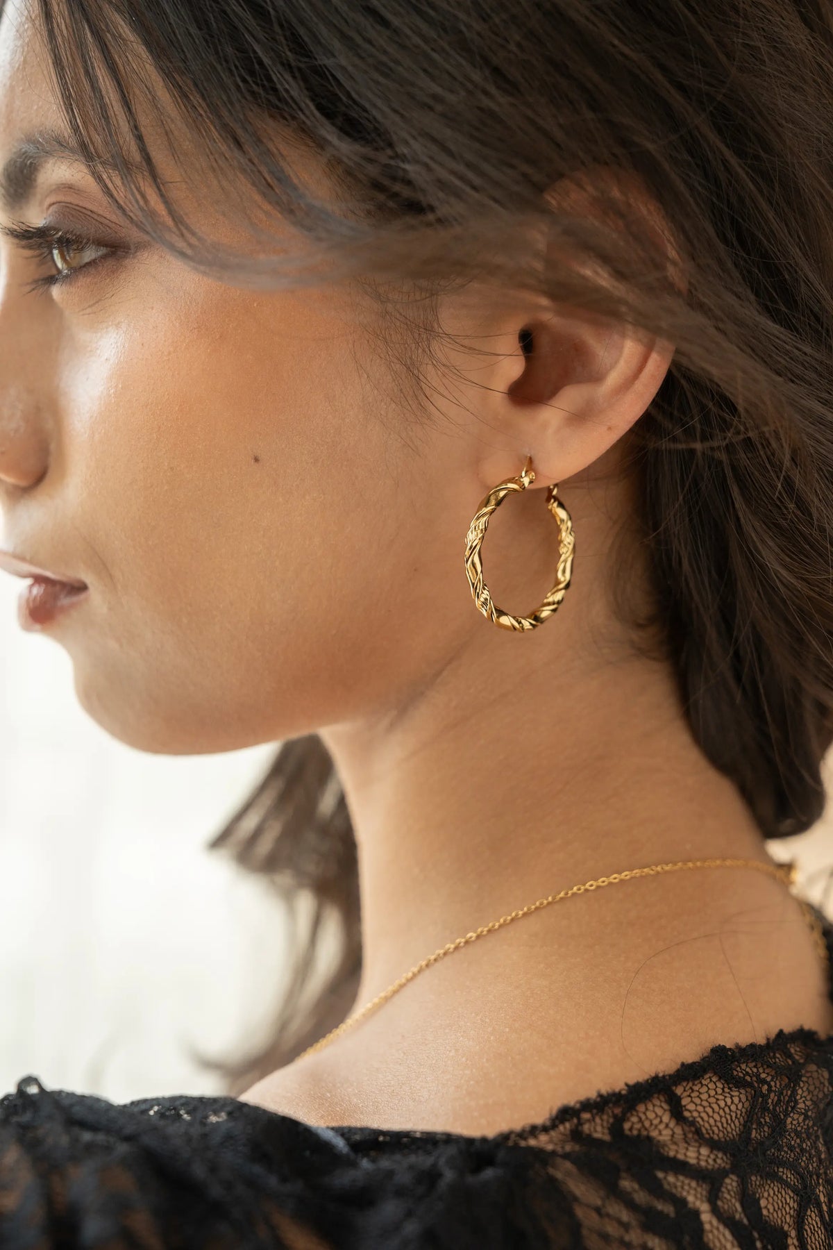 Twisted Gold Hoop Earrings