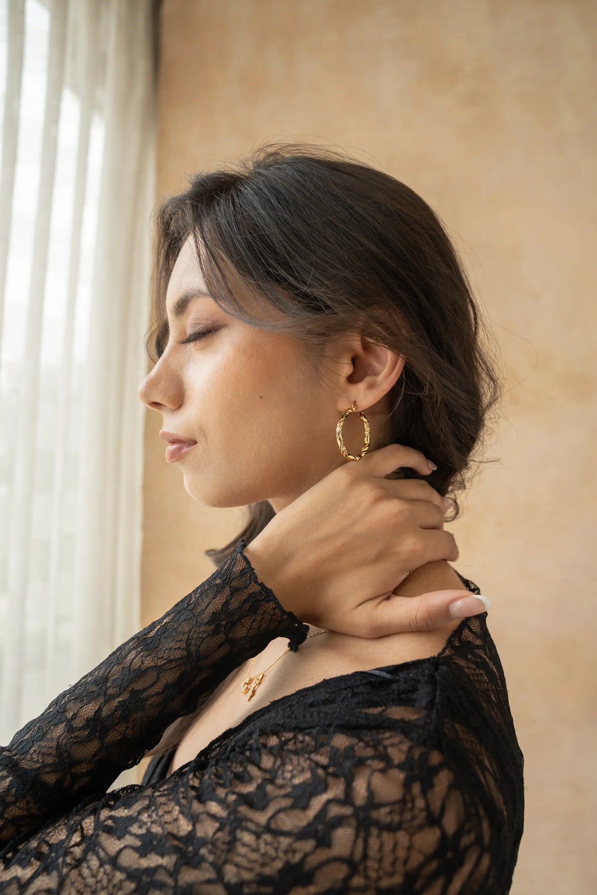 Twisted Gold Hoop Earrings