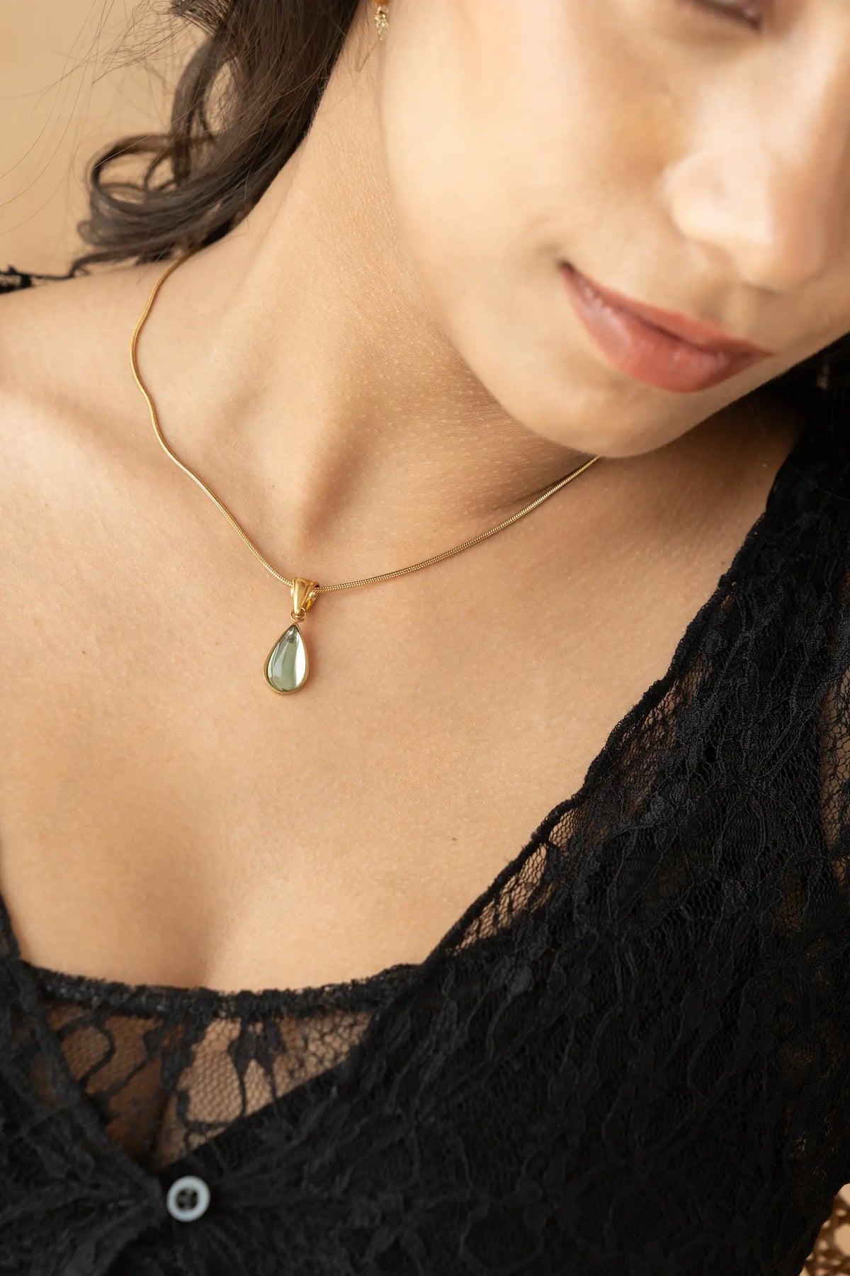 Green Teardrop Necklace