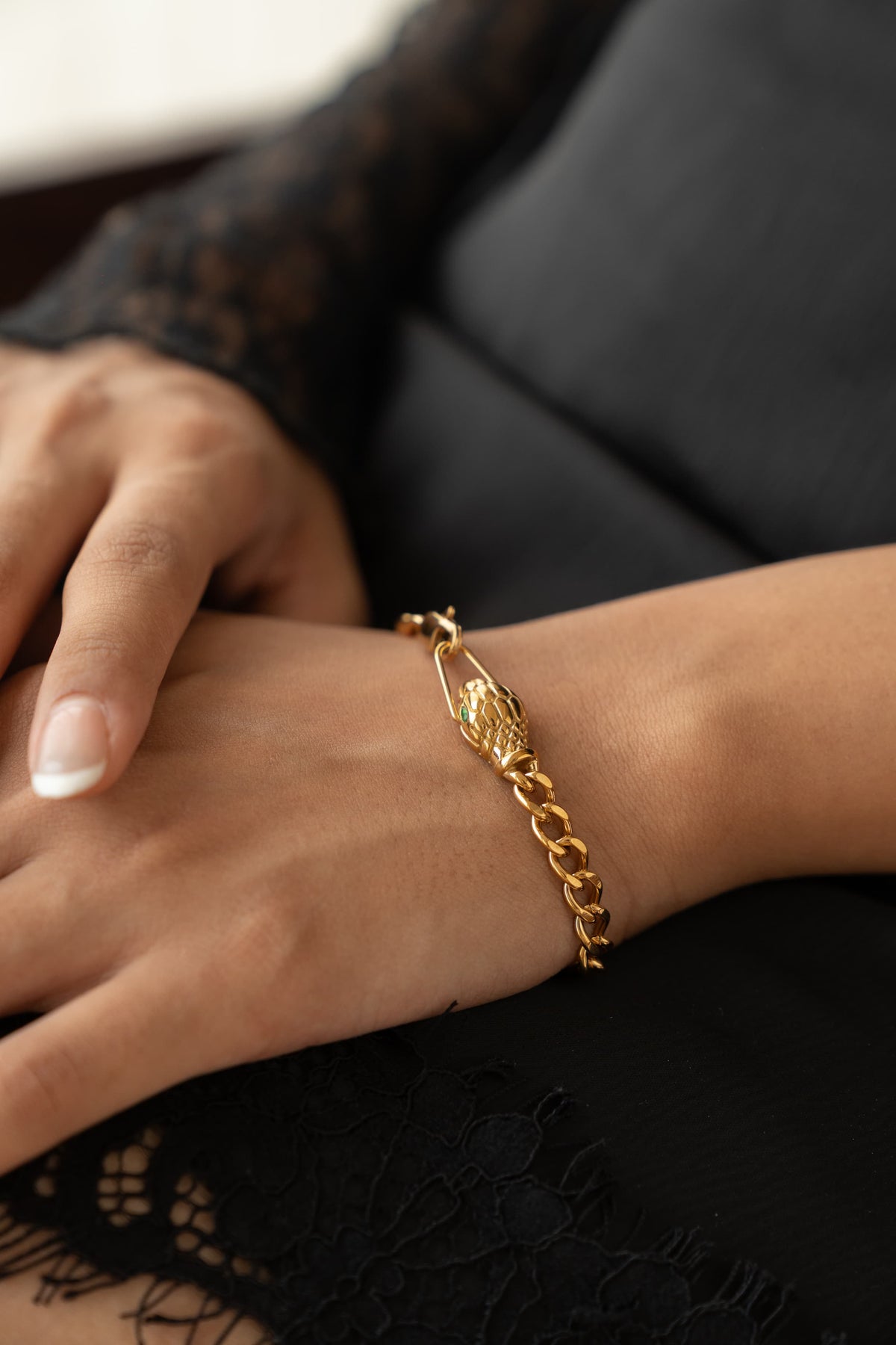 Snake Safety Pin Bracelet