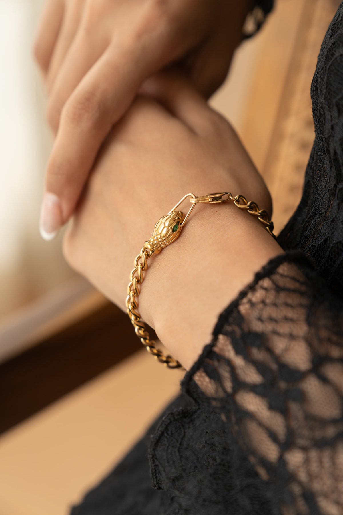 Snake Safety Pin Bracelet