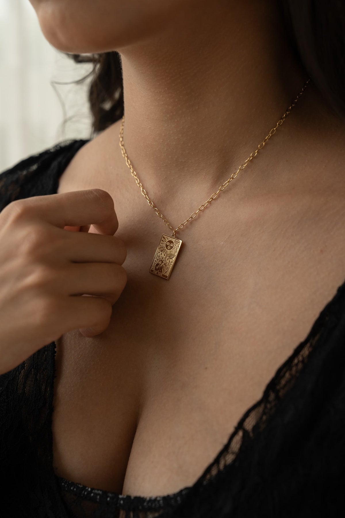 Sun Tarot Card Necklace