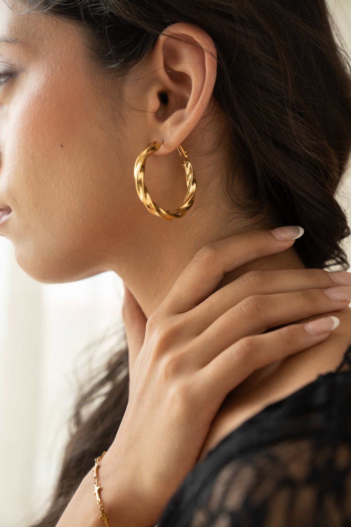 Twisted Gold Hoop Earrings