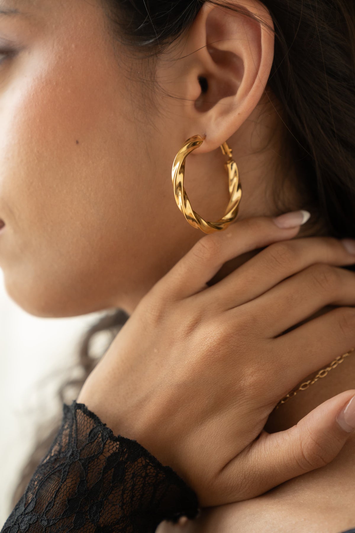 Twisted Gold Hoop Earrings