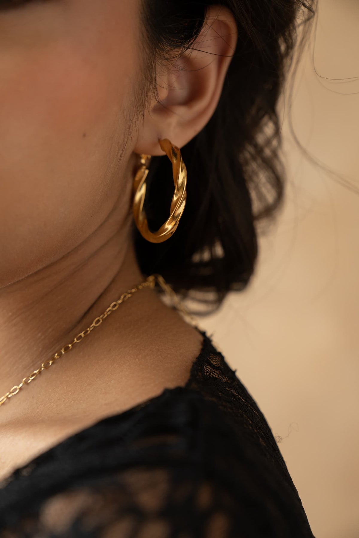 Twisted Gold Hoop Earrings
