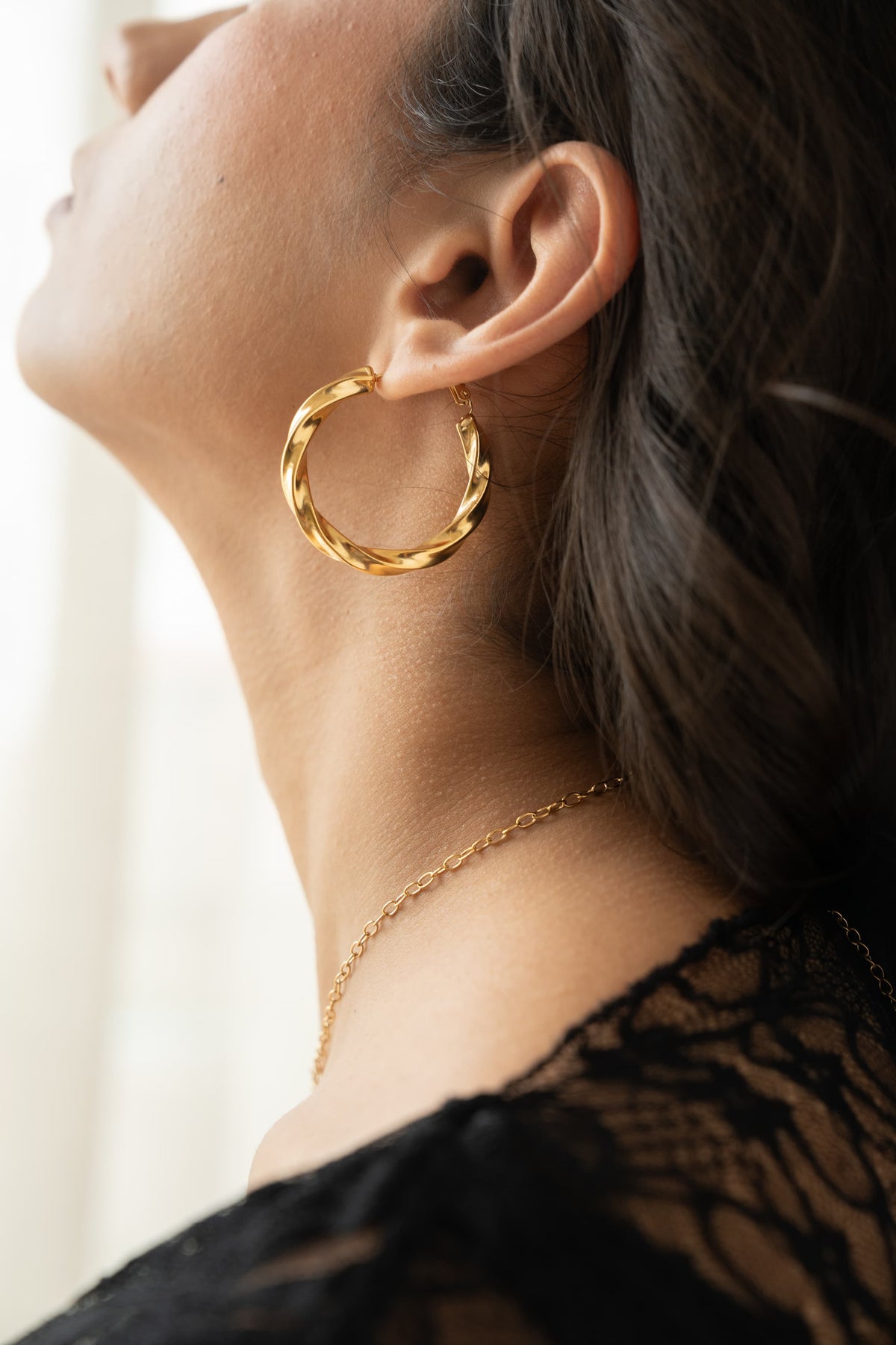 Twisted Gold Hoop Earrings