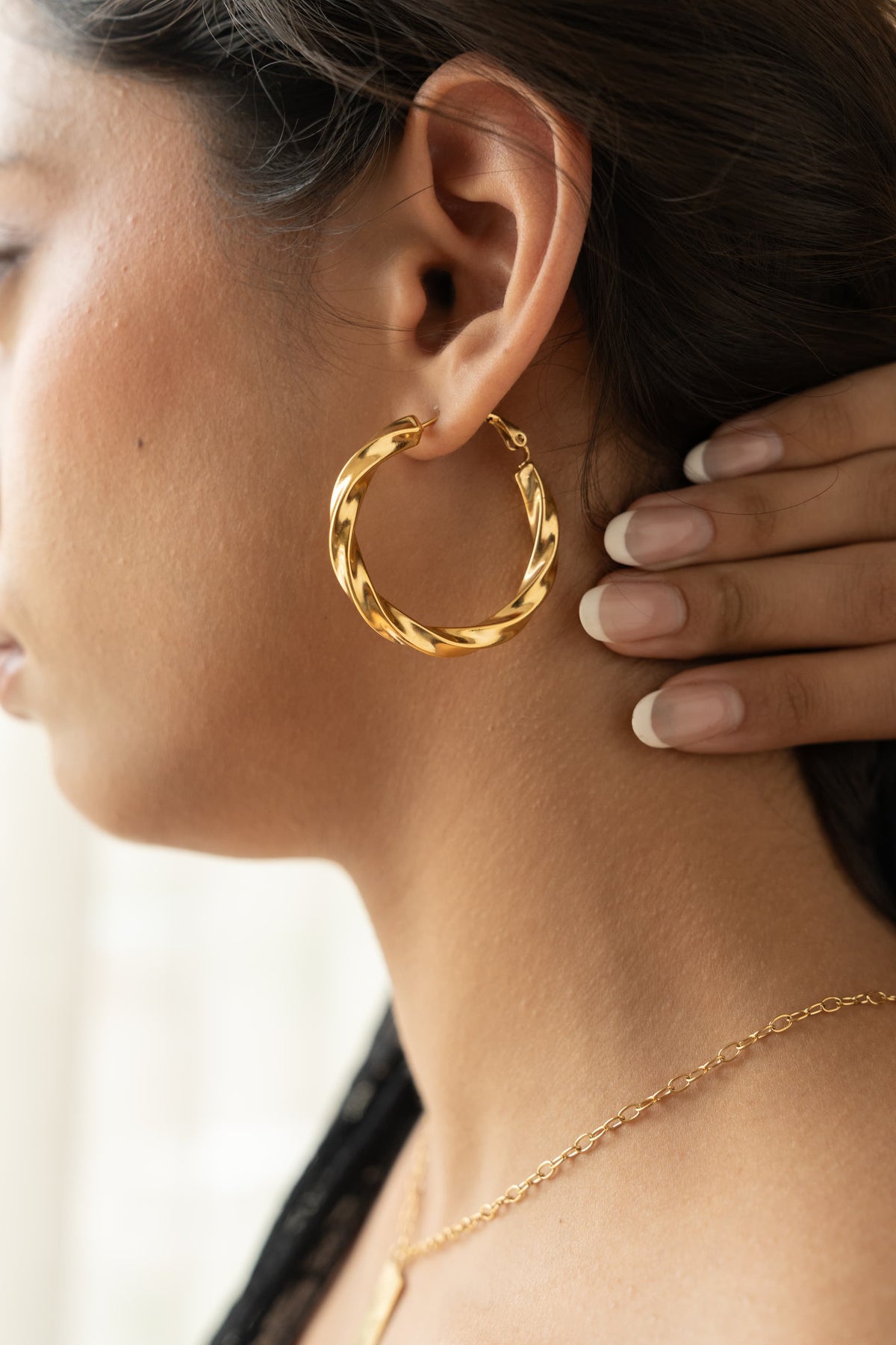 Twisted Gold Hoop Earrings
