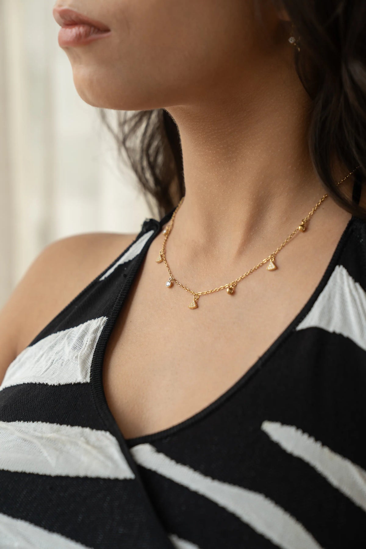 Tiny Crystal Charm Necklace
