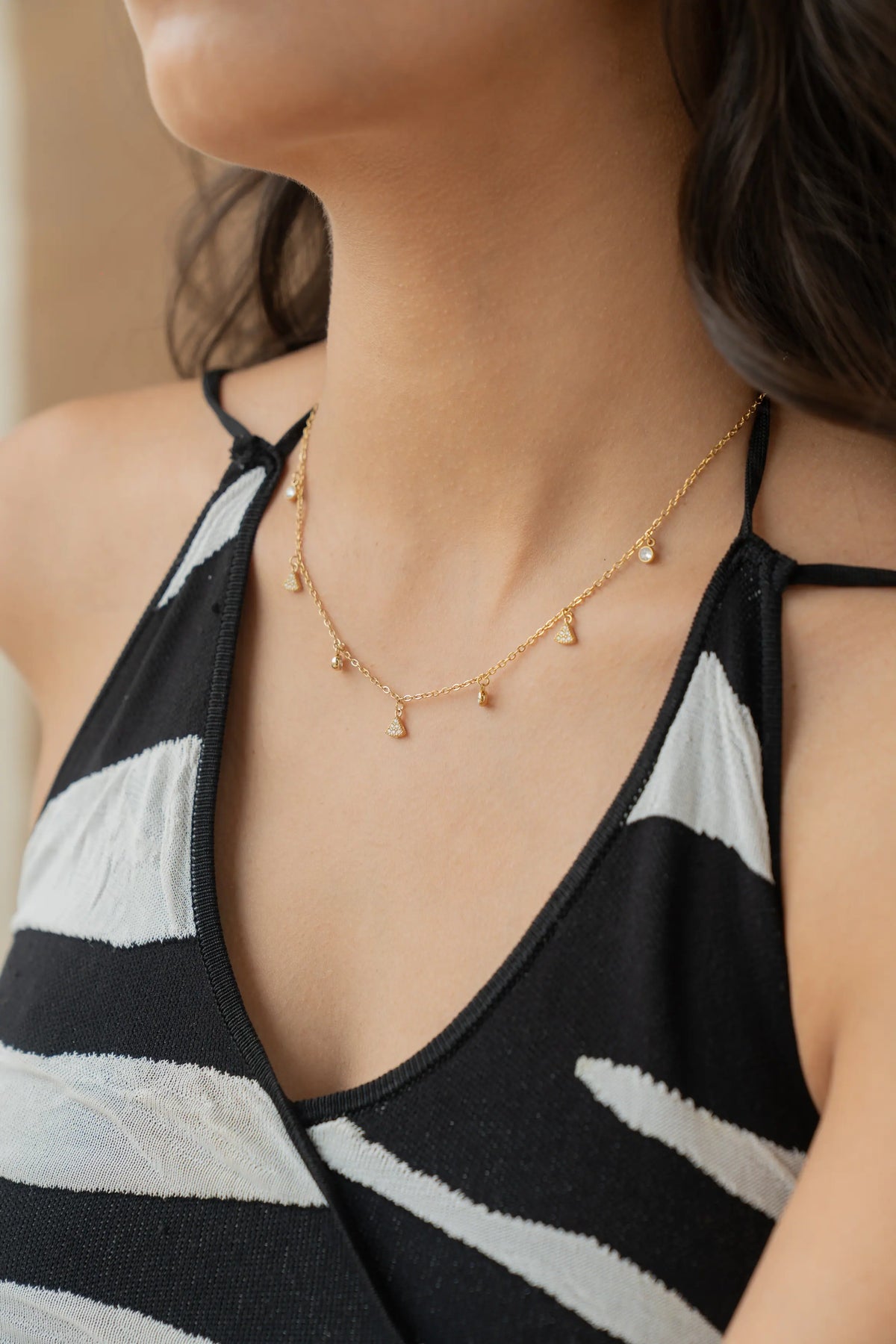 Tiny Crystal Charm Necklace