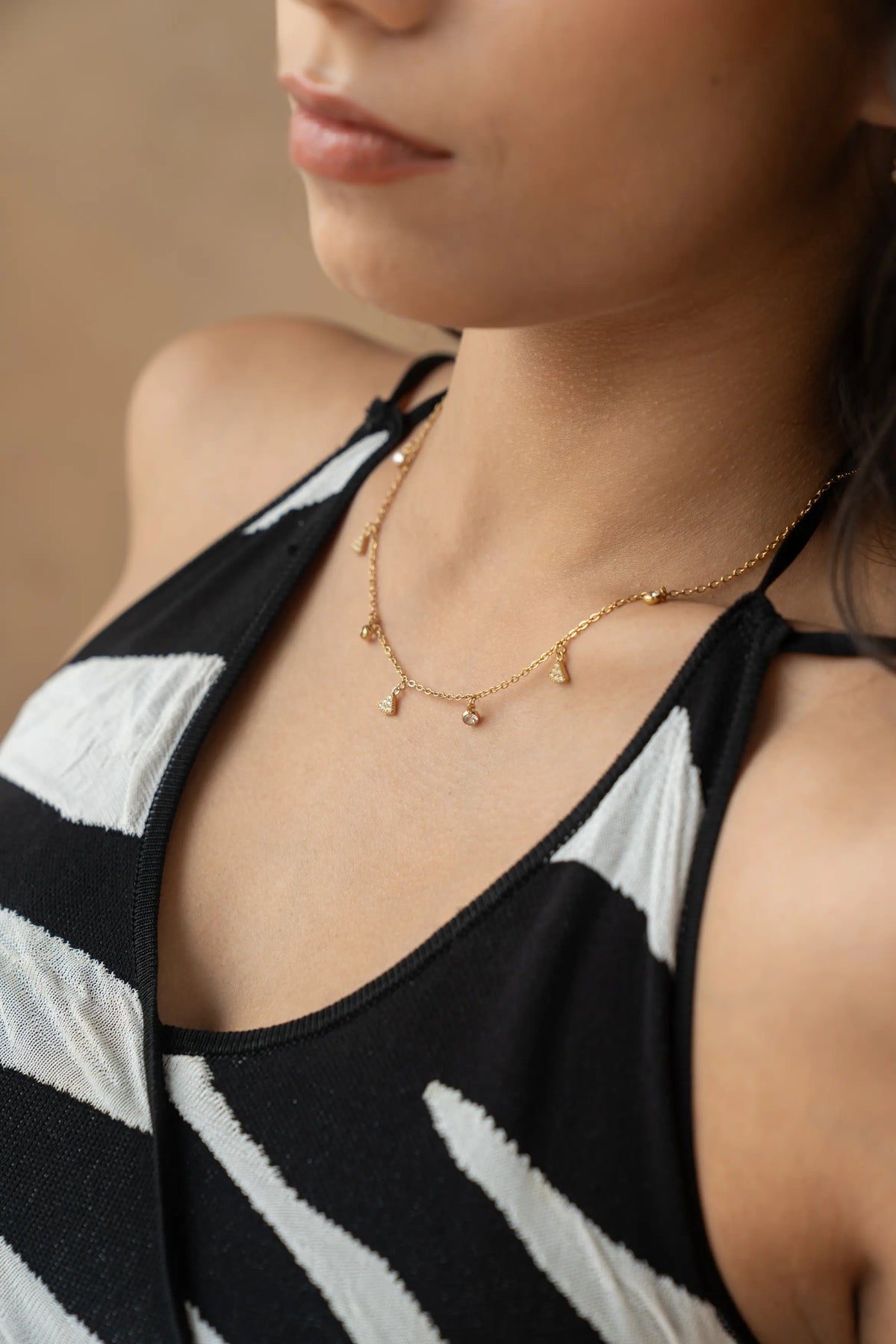 Tiny Crystal Charm Necklace
