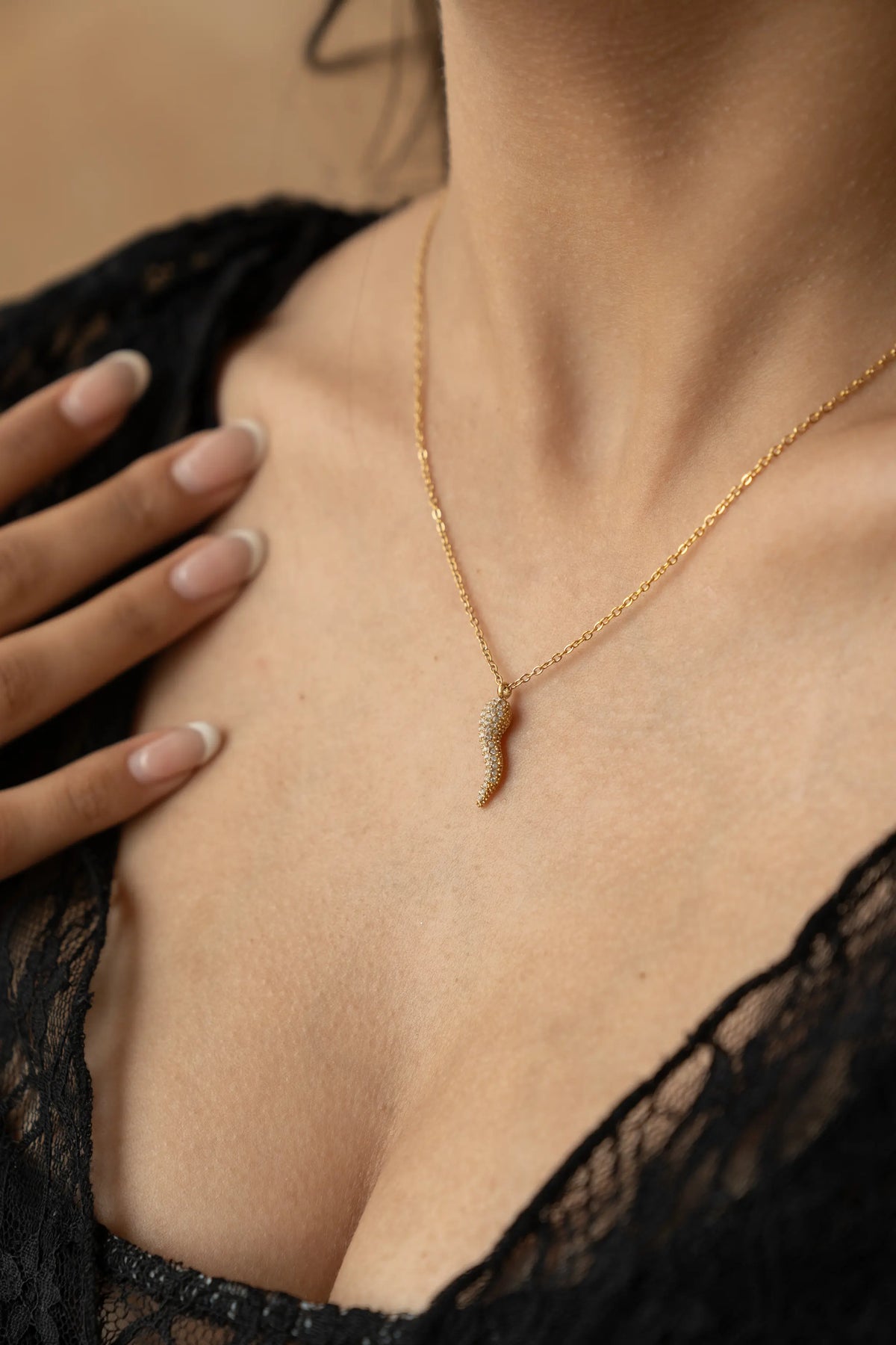 Gold Italian Horn Pendant