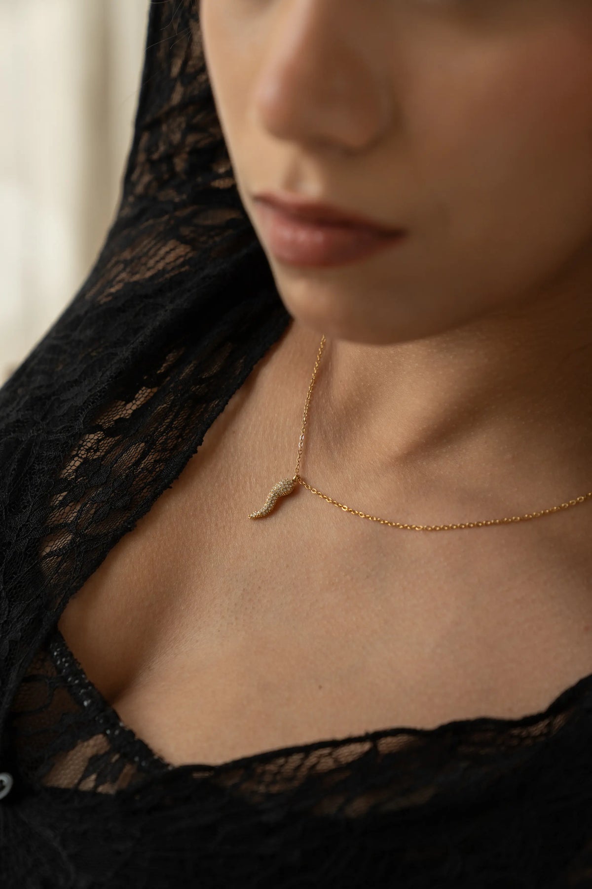 Gold Italian Horn Pendant