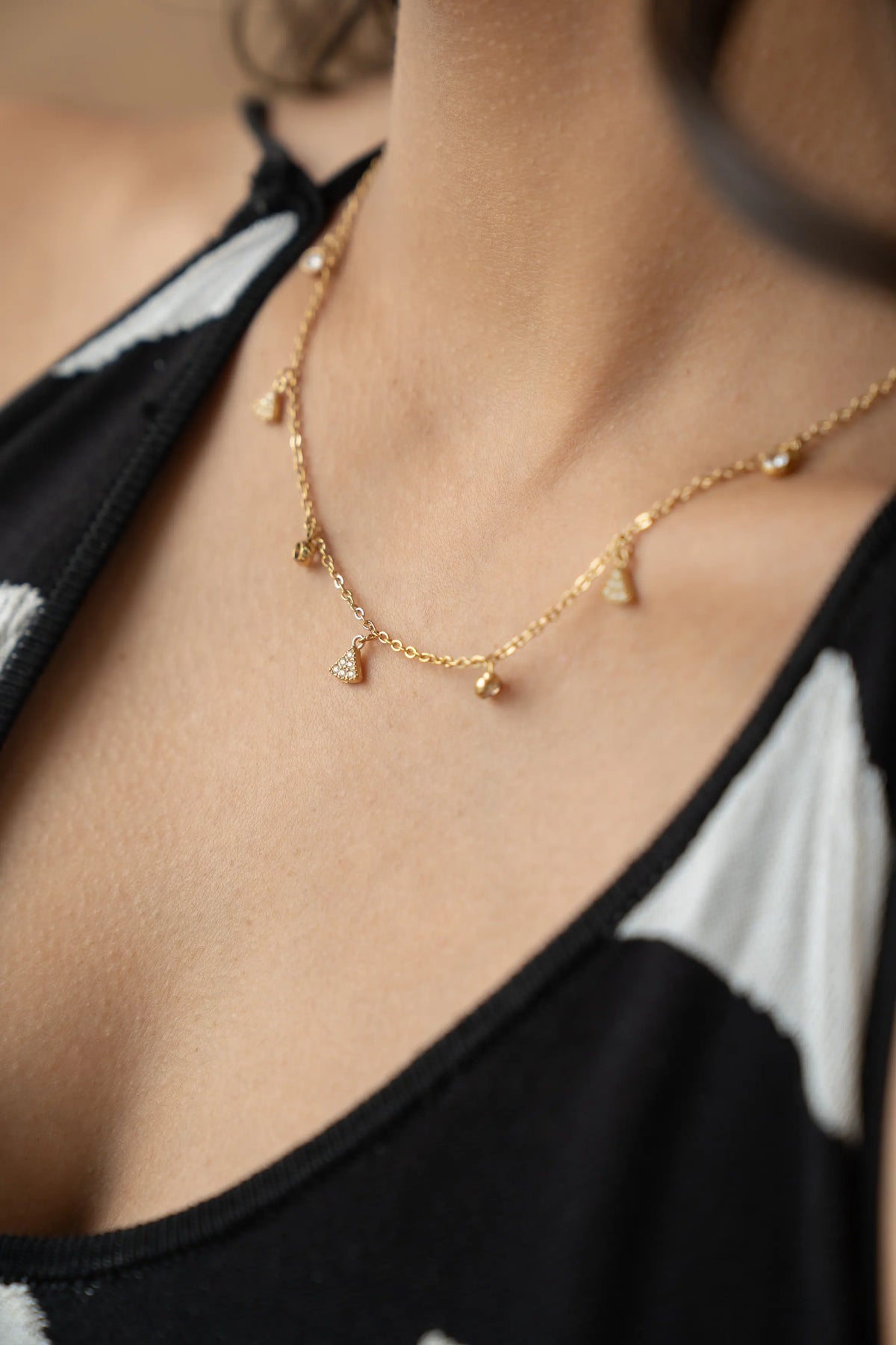 Tiny Crystal Charm Necklace