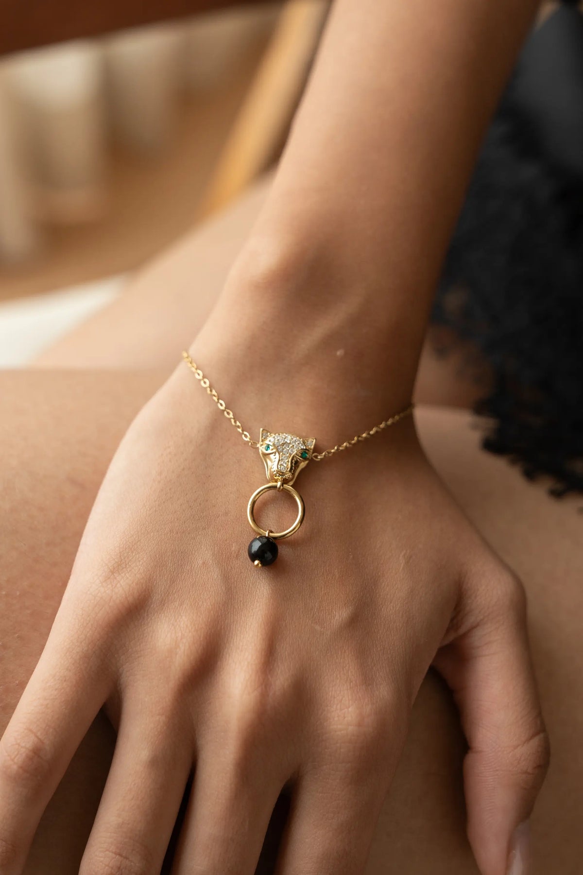 Gold Panther Charm Bracelet