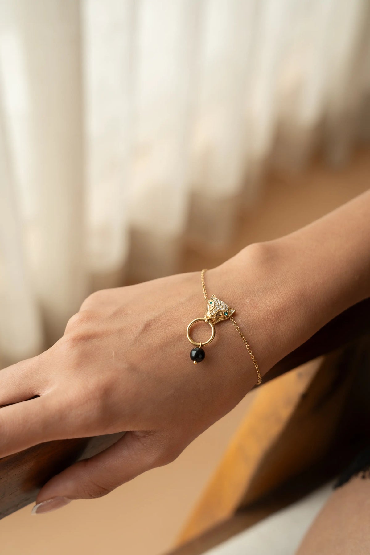 Gold Panther Charm Bracelet